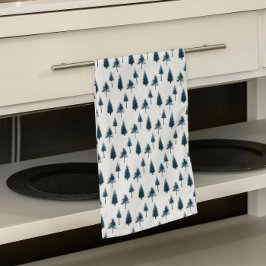 ネイビーブルー冬樹 キッチンタオル