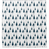 ネイビーブルー冬樹 シャワーカーテン (正面)