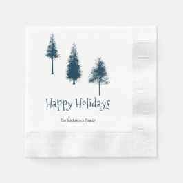 ネイビーブルー冬樹 縁ありカクテルナプキン