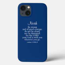 ネイビーブルー勇気バイブルバース名前をカスタムするシンプル iPhone 13ケース