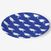 ネイビーブルー卒業キャップパターン – 卒業 ペーパープレート (アングル)