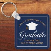 ネイビーブルー卒業ギフトカスタム卒業生 キーホルダー (正面)