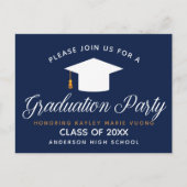 ネイビーブルー卒業シックモダン2023カスタムパーティー ポストカード (正面)