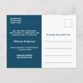 ネイビーブルー卒業ミニマル写真発表 ポストカード (裏面)