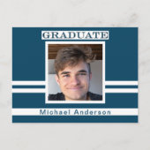 ネイビーブルー卒業ミニマル写真発表 ポストカード (正面)