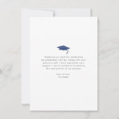 ネイビーブルー卒業写真はっきりしたモダンタイポグラフィ サンキューカード (裏面)