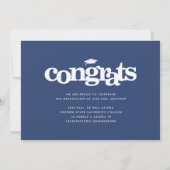 ネイビーブルー卒業写真モダンはっきりしたタイポグラフィ 案内状 (裏面)