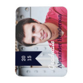 ネイビーブルー卒業写真発表磁石 マグネット (縦)