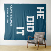 ネイビーブルー卒業式パーティーの背景 タペストリー (インサイチュ(横))