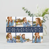 ネイビーブルー卒業生6写真部卒業 案内状 (スタンド正面)