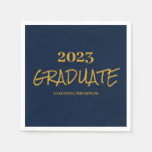 ネイビーブルー卒業用紙ナプキン スタンダードカクテルナプキン (正面)