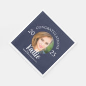 ネイビーブルー卒業祝い写真 スタンダードランチョンナプキン (角)