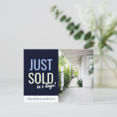 ネイビーブルー単実在売の不動産テンプレート ポストカード (スタンド正面)
