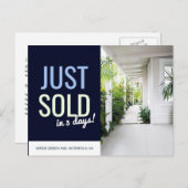 ネイビーブルー単実在売の不動産テンプレート ポストカード (正面/裏面)