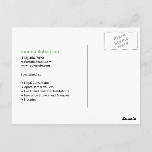 ネイビーブルー単実在売の不動産テンプレート ポストカード (裏面)