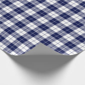 ネイビーブルー及びホワイトプレイドパターンのラッピング紙 ラッピングペーパー (角)