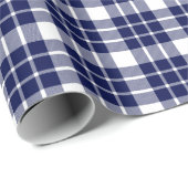 ネイビーブルー及びホワイトプレイドラッピング紙 ラッピングペーパー (ロールコーナー)