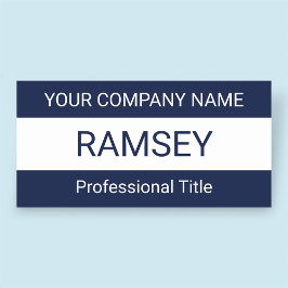 ネイビーブルー名タグNoロゴバッジ磁気またはピン 名札
