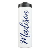 ネイビーブルー名手書きスクリプトカスタム タンブラー (正面)