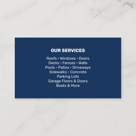 ネイビーブルー圧洗パワー洗浄洗浄 名刺 (裏面)