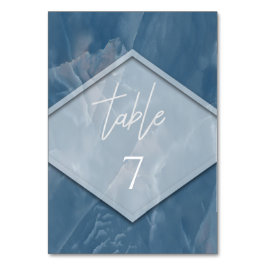 ネイビーブルー大理石の幾何学的ロマンチックな書 テーブルナンバー