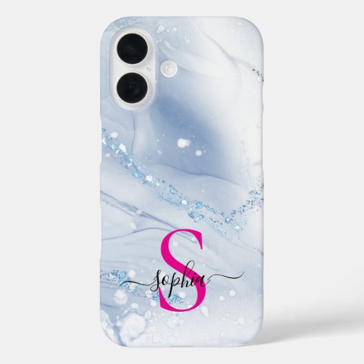 ネイビーブルー大理石ゴールドラメモノグラム Case-Mate iPhoneケース (裏面)