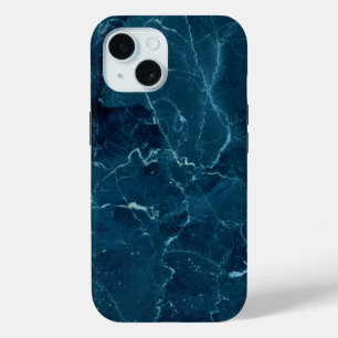 ネイビーブルー大理石テクスチャ iPhone 15ケース