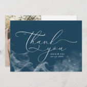 ネイビーブルー天星サンキューウェディング写真 サンキューカード (正面/裏面)