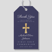 ネイビーブルー宗教交配少年ファースト・コミュニオン ギフトタグ