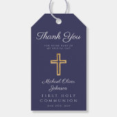 ネイビーブルー宗教交配少年ファースト・コミュニオン ギフトタグ