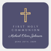 ネイビーブルー宗教交配少年ファースト・コミュニオン スクエアシール (正面)