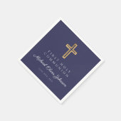 ネイビーブルー宗教交配少年ファースト・コミュニオン スタンダードカクテルナプキン (角)