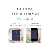 ネイビーブルー宗教交配少年ファースト・コミュニオン 招待状