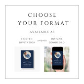 ネイビーブルー宗教十字少年の写真バプテスマ 招待状