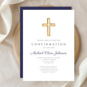 ネイビーブルー宗教十字少年の確認 招待状