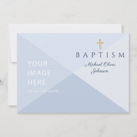 ネイビーブルー宗教十字騎士団バプテスマカスタムイメ 招待状 (正面)