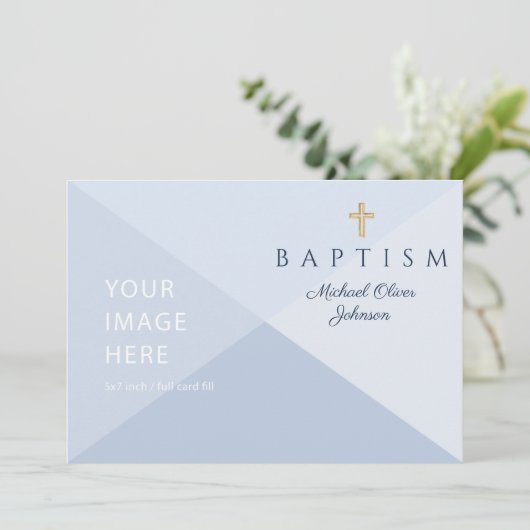 ネイビーブルー宗教十字騎士団バプテスマカスタムイメ 招待状 (スタンド正面)