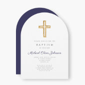 ネイビーブルー宗教十字騎士団バプテスムアーチ 招待状