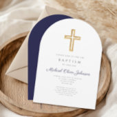 ネイビーブルー宗教十字騎士団バプテスムアーチ 招待状