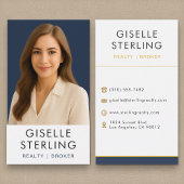 ネイビーブルー実在金ゴールド不動産ブローカープロフェッショナル 名刺