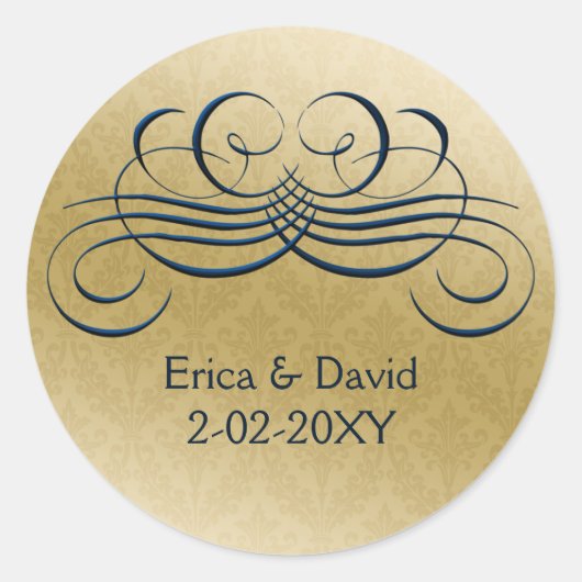 ネイビーブルー封筒用シール ラウンドシール (正面)