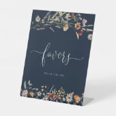 ネイビーブルー小さなワイルドフラワーの好意サイン 台座サイン (正面)