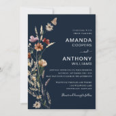 ネイビーブルー小さな野結婚花式 招待状 (正面)