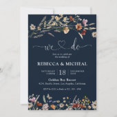 ネイビーブルー小さな野結婚花式 招待状 (正面)