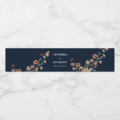 ネイビーブルー小さな野結婚花 ペットボトルラベル (シングルラベル)