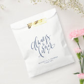 ネイビーブルー常に永遠のスクリプ結婚ト フェイバーバッグ (封をした状態)