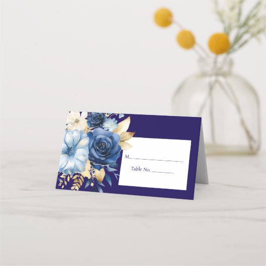 ネイビーブルー座席表ゲストテーブルNo.応答カード プレイスカード (正面)