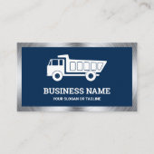 ネイビーブルー建築運搬ダンプトラック 名刺 (正面)