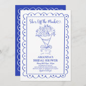 ネイビーブルー彼女は市場のブライダルシャワー 招待状 (正面/裏面)