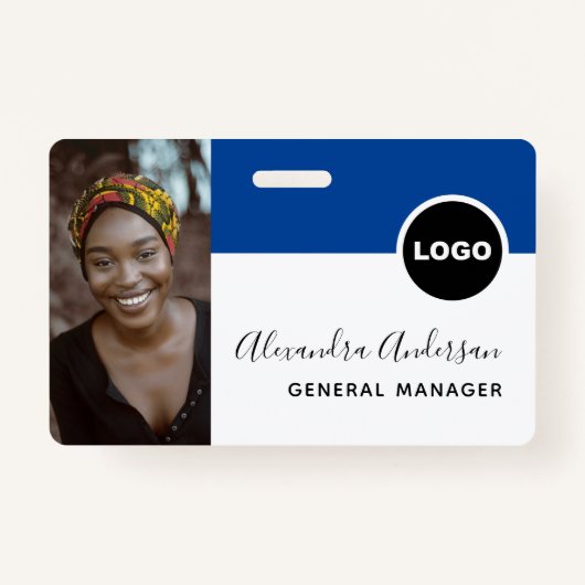 ネイビーブルー従業員の写真ID会社セキュリティ バッジ (正面)